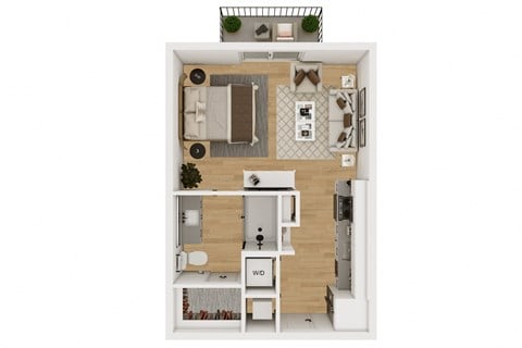 Floor plan for studio, 1 bath, 468 sqft